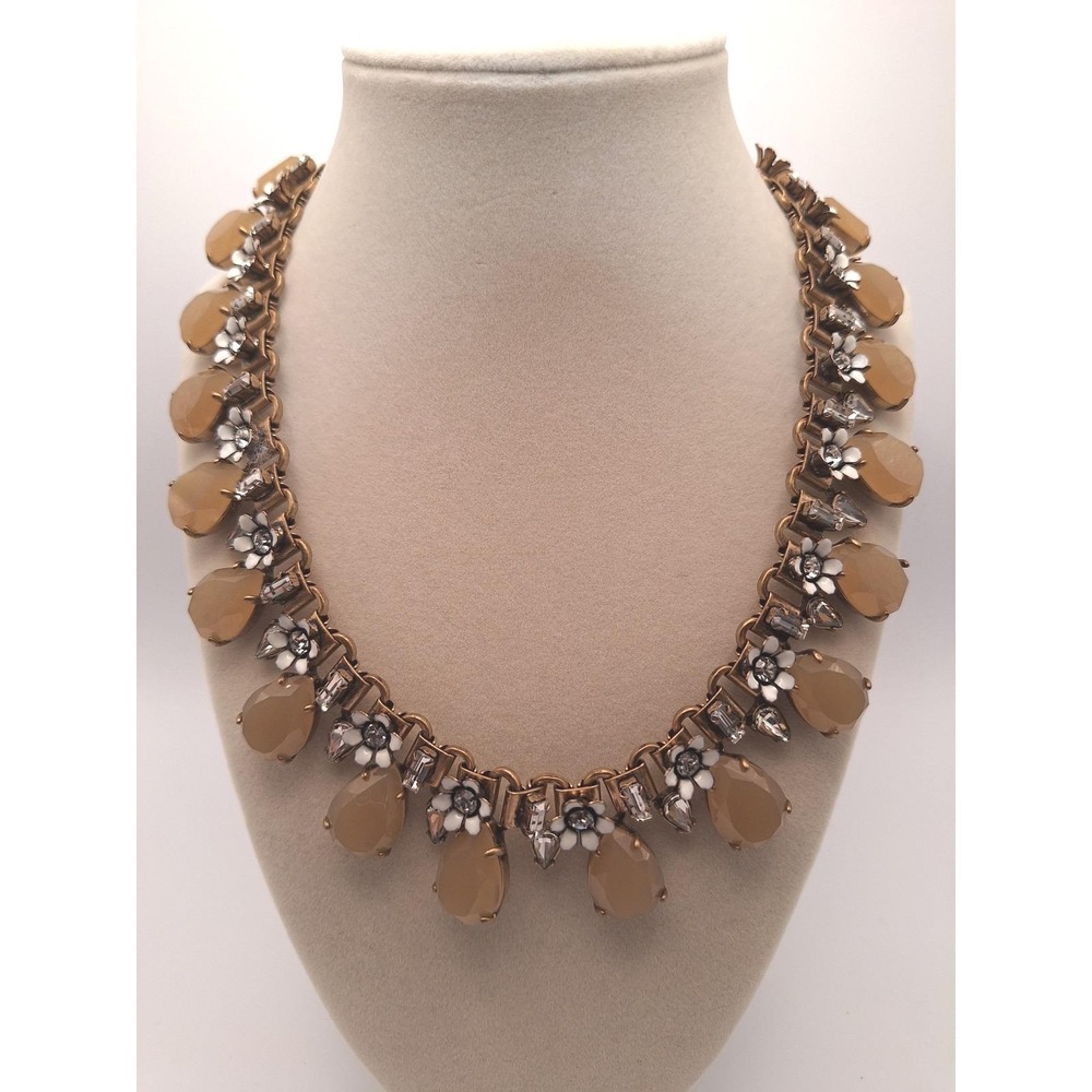 J Crew floral necklace Flower Bud Eclectic Floral enamel crystal statement